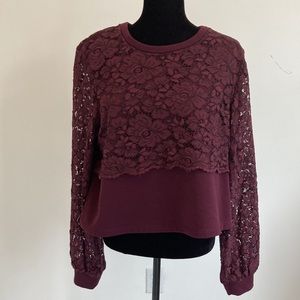 17. XL Maeve Eggplant Purple Lace Sweatshirt